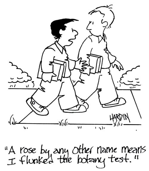 'A rose by any other name means I flunked the botany test.'