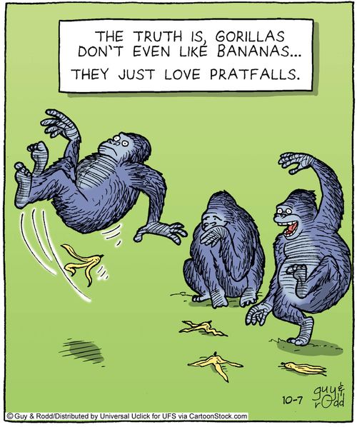 'The truth is, Gorillas don't even like bananas...They just love pratfalls.'