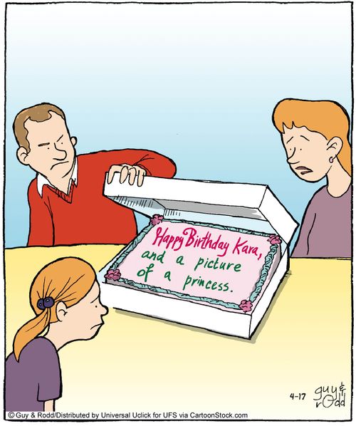 'Happy Birthday Kara, and a picture of a princess.'