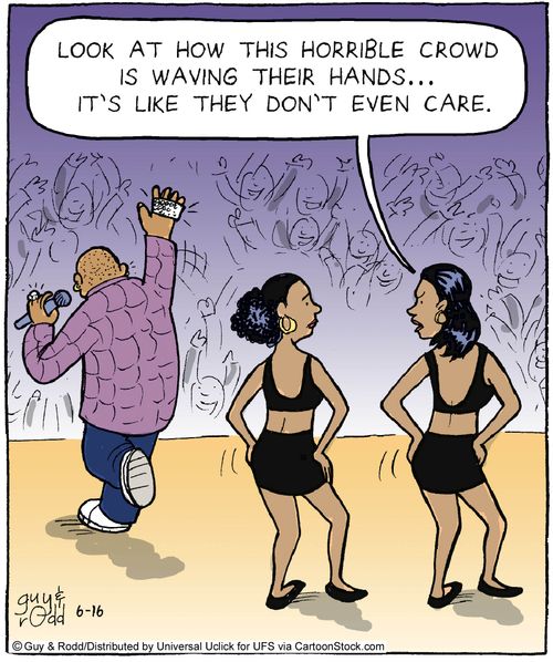 'Look at how this horrible crowd is waving their hands. . .it's like they don't even care.'