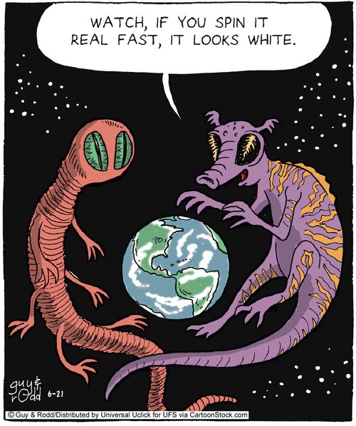 'Watch, if you spin it real fast, it turns white.'