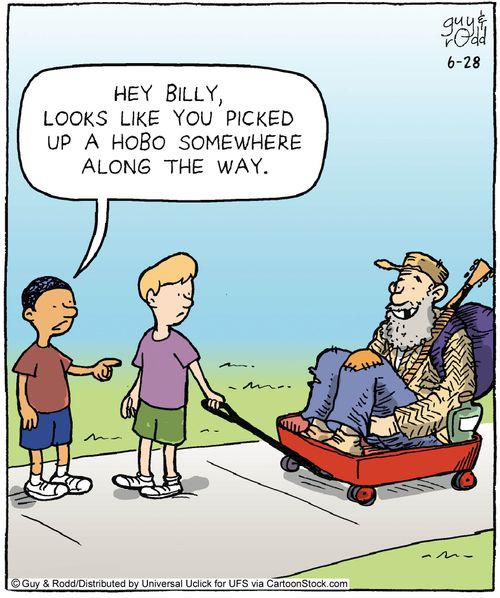 'Hey Billy, looks like you picked up a hobo somewhere along the way.'