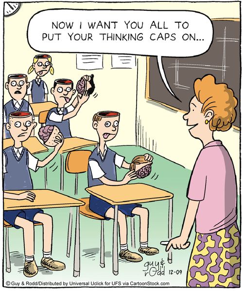 'Now I want you all to put your thinking caps on...'