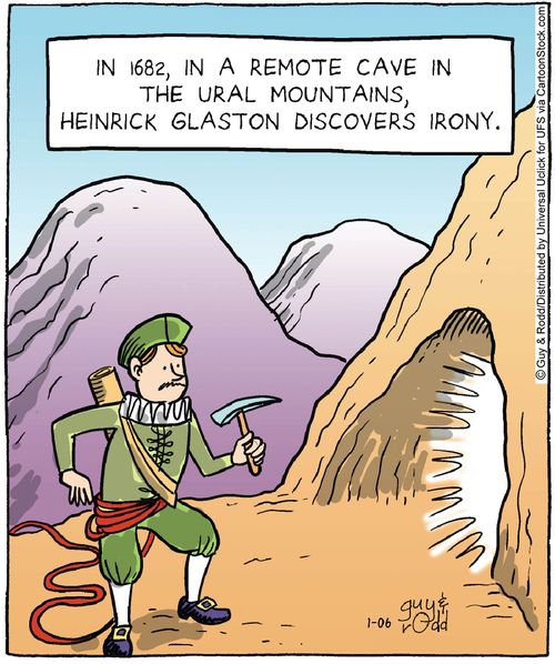 In 1682 in a remote cave in the Ural Mountains, Heinrick Glaston discovers irony.