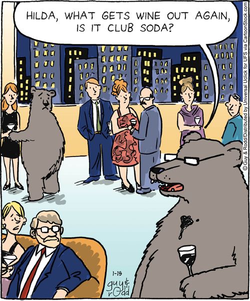 'Hilda, what gets wine out again, is it club soda?'
