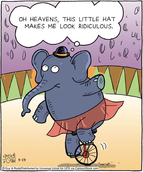 'Oh heavens, this little hat makes me look ridiculous.'