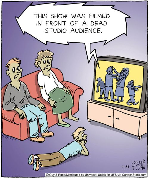 'This show was filmed in front of a dead studio audience.'