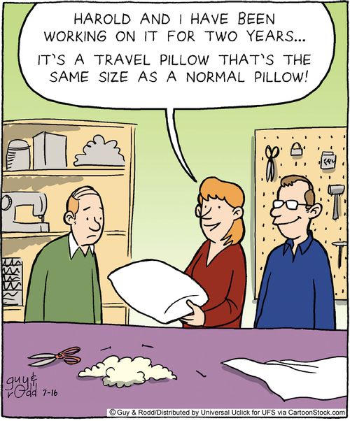 'Harold and I have been working on it for two years. . . It's a travel pillow that's the same size as a normal pillow.'