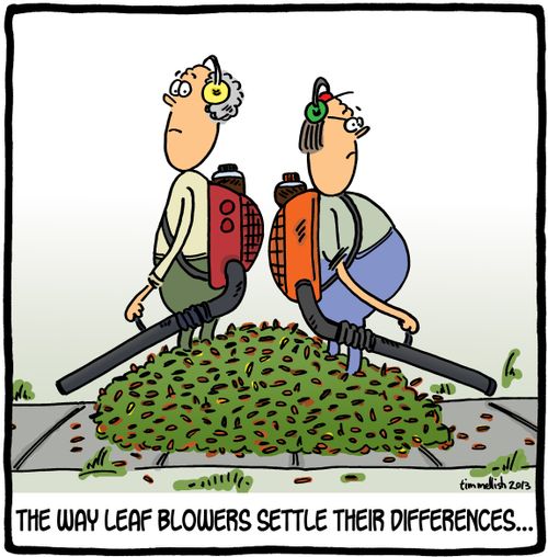 The way leaf blowers settle their differences. . .