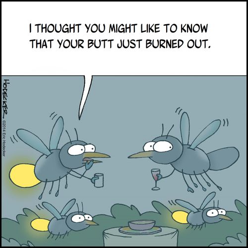 'I thought you might like to know that your butt just burned out.'
