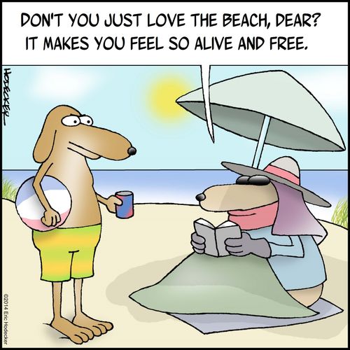"Don't you just love the beach, dear?"