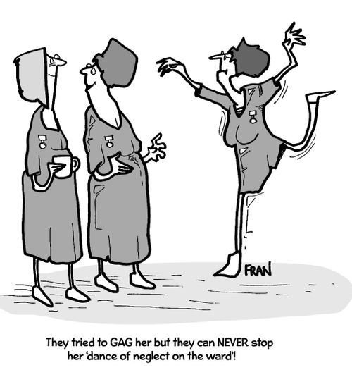 'They tried to GAG her but they can NEVER stop her 'dance of neglect on the ward'!'