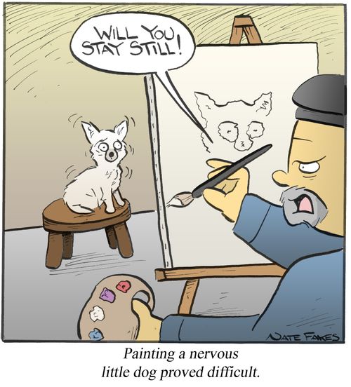 Painting a nervous little dog proved difficult.