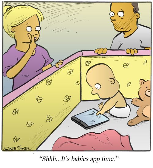 'Shhh... It's babies app time.'