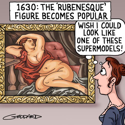 1630: The 'Rubenesque' figure becomes popular.