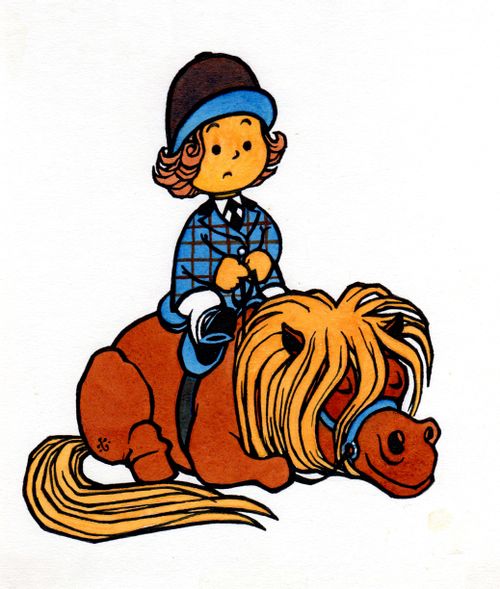 Little girl on a napping horse.