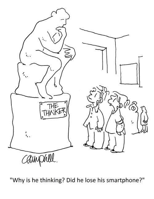 "Why is he thinking? Did he lose his smartphone?"
