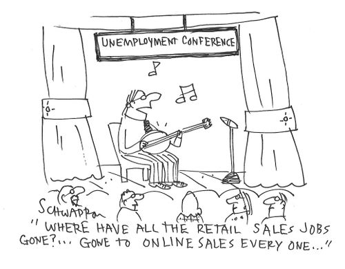 "Where have all the retail sales jobs gone...gone to online sales every one..."