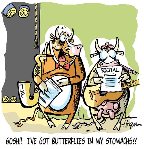 'Gosh!! I've got butterflies in my stomachs!!'