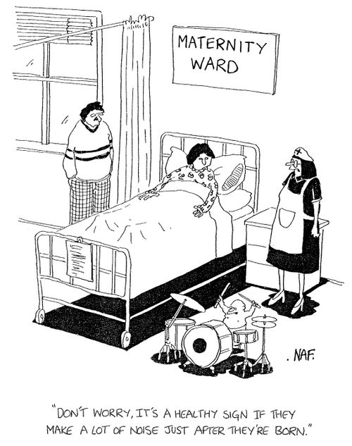 'Don't worry, it's a healthy sign if they make a lot of noise just after they're born.'