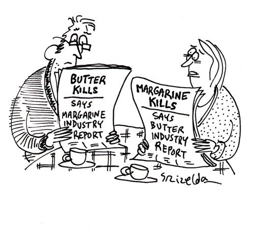 Newspaper headlines - Butters kills, Margarine kills.