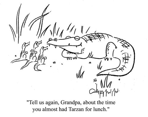 'Tell us again, Grandpa, about the time you almost had Tarzan for lunch.'