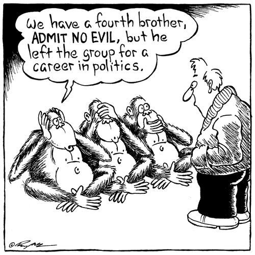 "We have a fourth brother, admit no evil, but he left the group for a career in politics.."