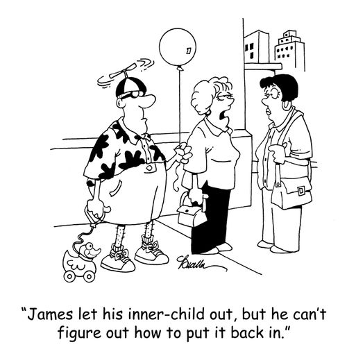 'James let his inner-child out, but he can't figure out how to put it back in.'