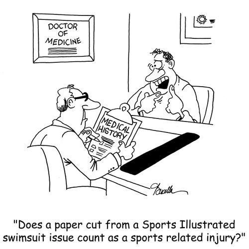 'Does a paper cut from a Sports Illustrated swimsuit issue count as a sports related injury?'