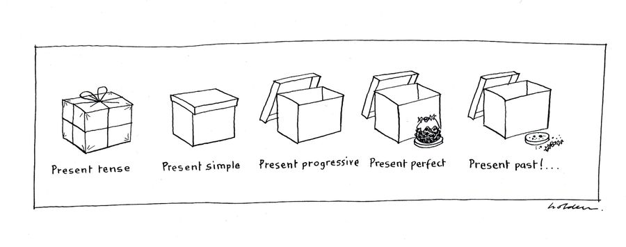Present Tense/Present Simple/Present Progressive/Present Perfect/Present Past.