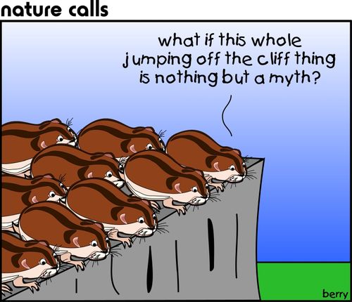 "What if this whole jumping off the cliff thing is nothing but a myth?"