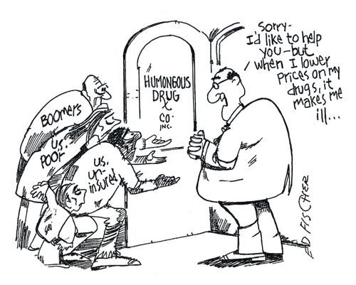 'Sorry, I'd like to help you, but when I lower prices on my drugs, it makes me ill...'