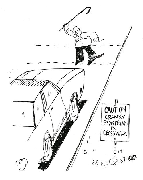 Cranky pedestrian.