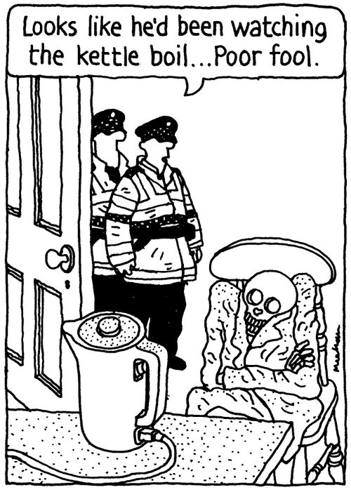 'Looks like he'd been watching the kettle boil... Poor fool.'