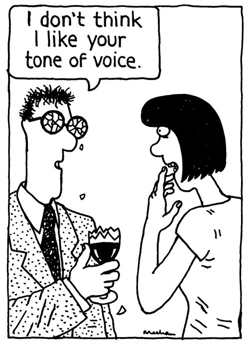 'I don't think I like your tone of voice.'
