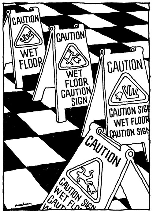 Caution signs.