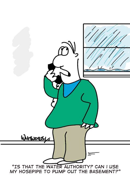 'Is that the water authority? Can I use my hosepipe to pump out the basement?'