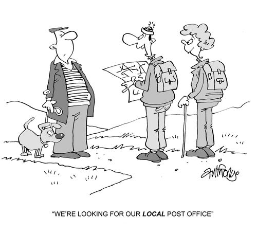 "We're looking for our local post office."