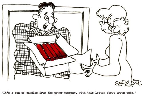 'It's a box of candles from the power company, with a letter about brown outs.'