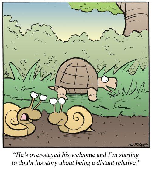 'He's over-stayed his welcome and I'm starting to doubt his story about being a distant relative.'