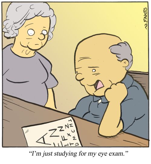 'I'm just studying for my eye exam.'