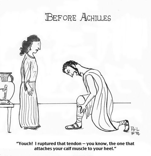 "Youch! I ruptured that tendon - you know, the one that attaches your calf muscle to your heel."