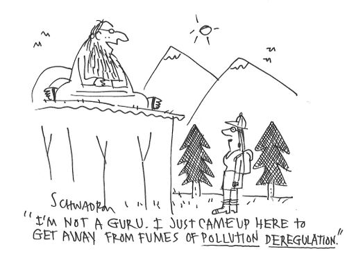 "I'm not a guru. I just came up here to get away from fumes of pollution deregulation."
