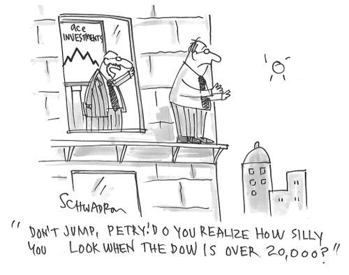 "Don't jump, Petry! Do you realize how silly you look when the Dow is over 20,000?"