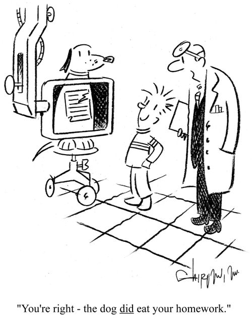 'You're right - the dog did eat your homework.'