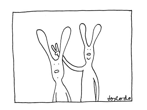 Bunny ears by a rabbit.