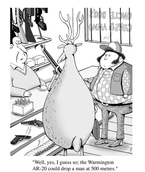 'Well, yes, I guess so; the Warmington AR-20 could drop a man at 500 metres.'