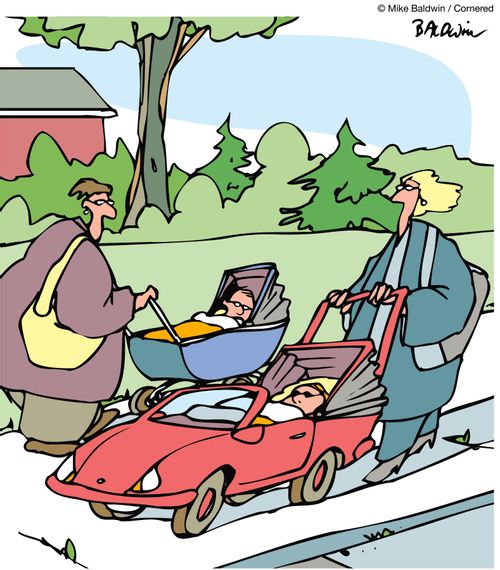Sports car style baby buggy.