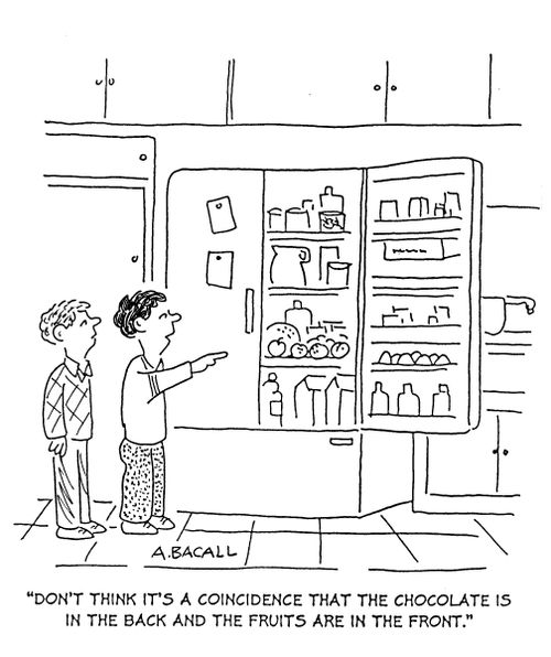 'Don't think its a coincidence that the chocolate is in the back and the fruits are in the front.'
