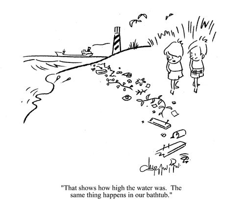 'That shows how high the water was. The same thing happens in our bathtub.'